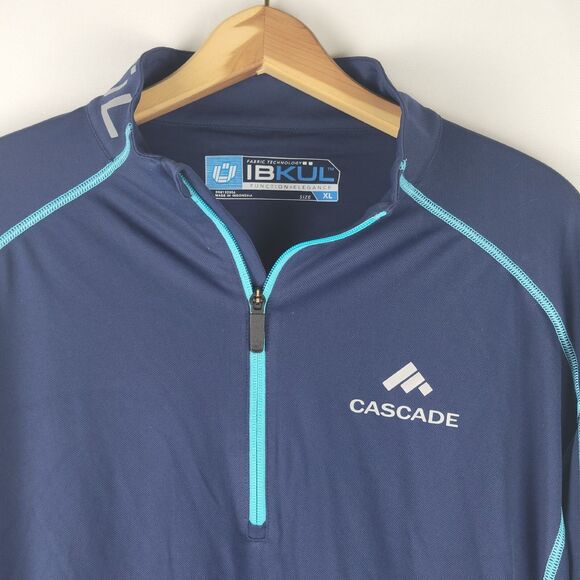 IBKUL  1/4 Zip Mock Neck Pullover Mens XL Navy Icefil Cooling Wicking UPF Golf - Picture 2 of 11